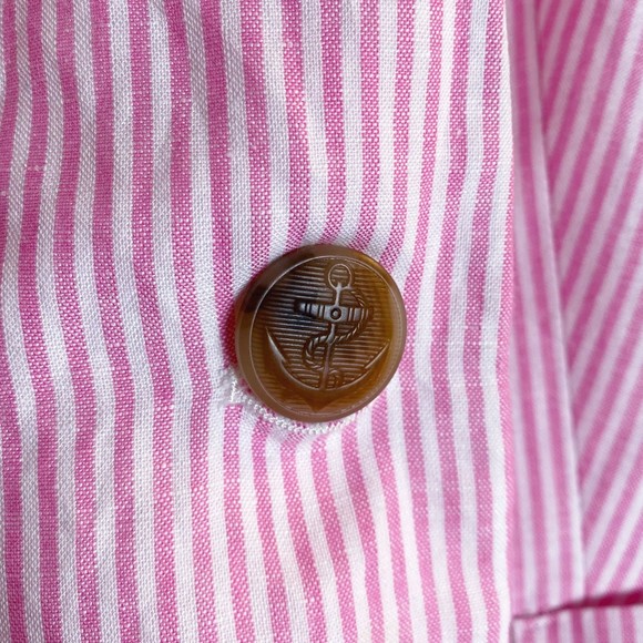 Talbots Aberdeen Linen Blend Pink and White Stripe Women's Blazer, Size 14W - Picture 4 of 11